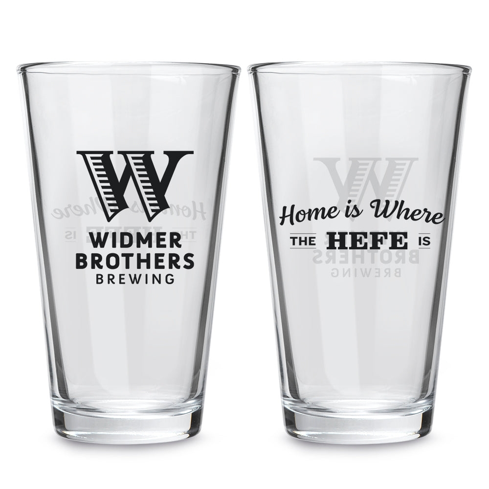 4 WIDMER Brothers Brewing Nucleated Pint Glasses Beer Glass 16 oz. NEW