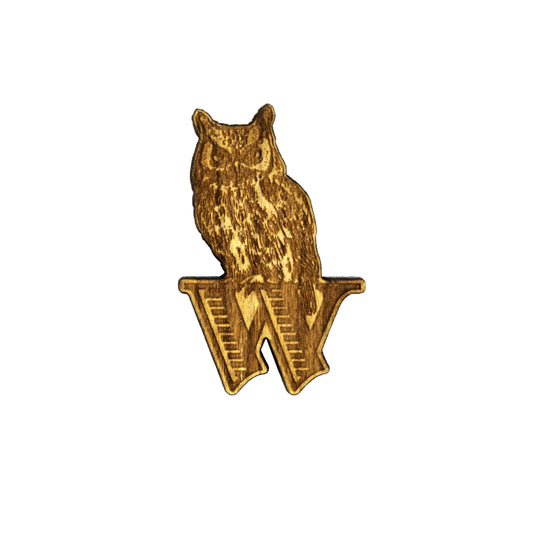 Widmer Rocky The Owl Wood Lapel Pin